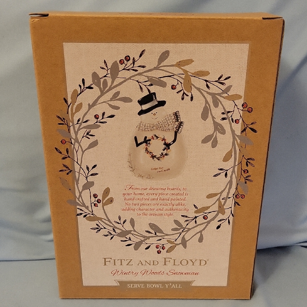 Fitz and Floyd Wintry Woods Snowman Serve Bowl